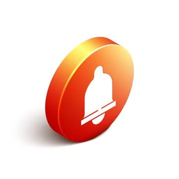 Isometric Motion sensor icon isolated on white background. Orange circle button Illustrazione stock