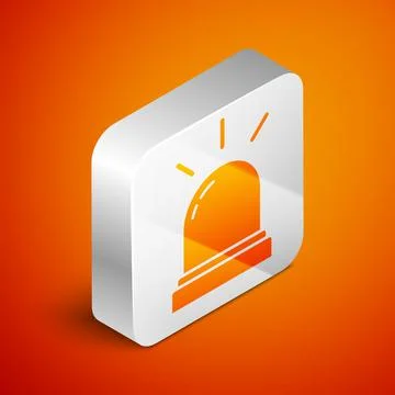 Isometric Motion sensor icon isolated on orange background. Silver square button Stock Illustration