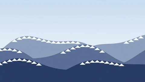 Isometric mountain landscape with triangular markers illustration Stock Illustration