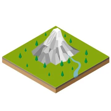 Isometric Mountain Range-Vector isometric Stock Illustration
