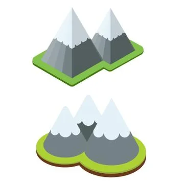 Isometric Mountains Icons Illustrazione stock