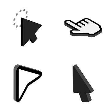 Isometric mouse cursors set for digital interface navigation Stock Illustration