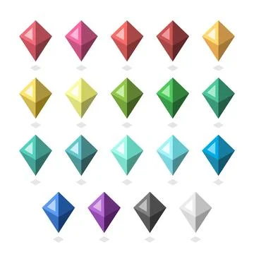 Isometric multicolor gems set Stock Illustration