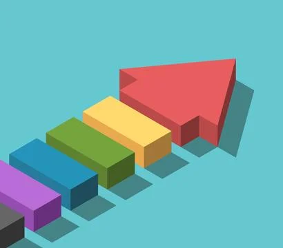Isometric multicolor segmented arrow Stock Illustration