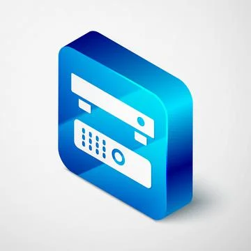 Isometric Multimedia and TV box receiver and player with remote controller icon イラスト素材