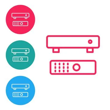 Isometric Multimedia and TV box receiver and player with remote controller icon Stock-Illustration