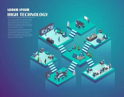 Isometric multistoried office center Stock Illustration