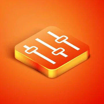 Isometric Music equalizer icon isolated on orange background. Sound wave. Aud Stock Illustration