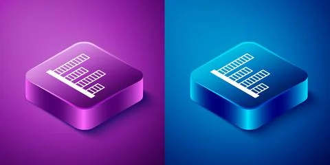 Isometric Music equalizer icon isolated on blue and purple background. Soun.. Stock Illustration