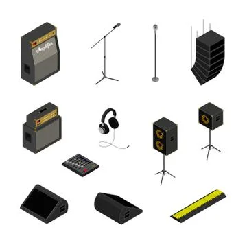 Isometric music equipment Stock Illustration