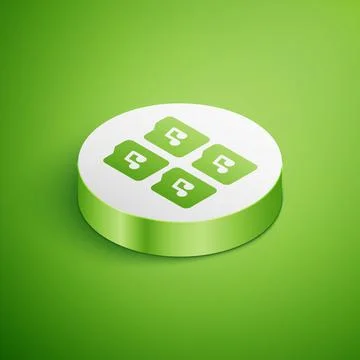 Isometric Music file document icon isolated on green background. Waveform audio Stock Illustration