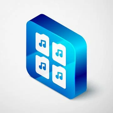 Isometric Music file document icon isolated on grey background. Waveform audi Stock Illustration