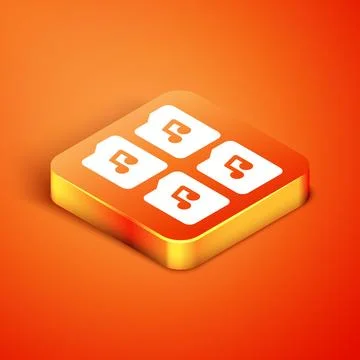 Isometric Music file document icon isolated on orange background. Waveform au Stock Illustration