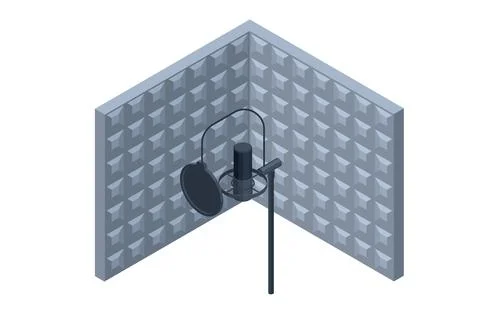 Isometric Music Recording Studio. Studio microphone Soundproof wall in sound Stock Illustration