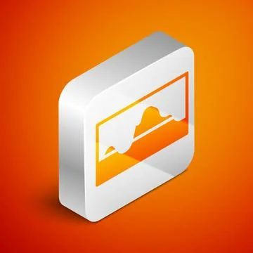 Isometric Music wave equalizer icon isolated on orange background. Sound wave Stock Illustration