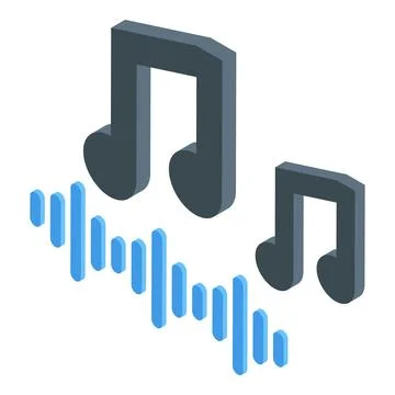 Isometric musical notes symbolizing sound and melody playing イラスト素材