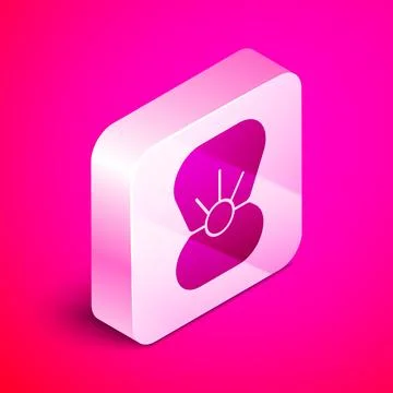 Isometric Natural open shell with pearl icon isolated on pink background. Sca Illustrazione stock