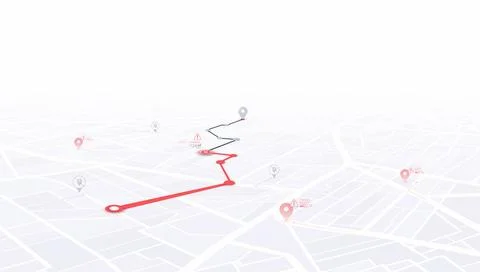 Isometric Navigation Map with Signal Loss During Route Tracking Stock Illustration