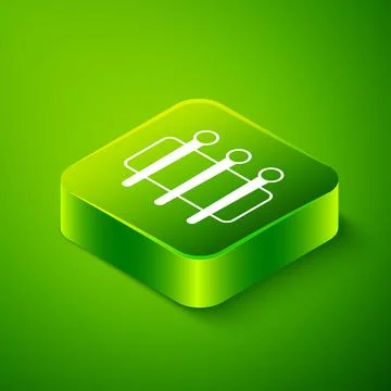 Isometric Needle for sewing icon isolated on green background. Tailor symbol Illustrazione stock