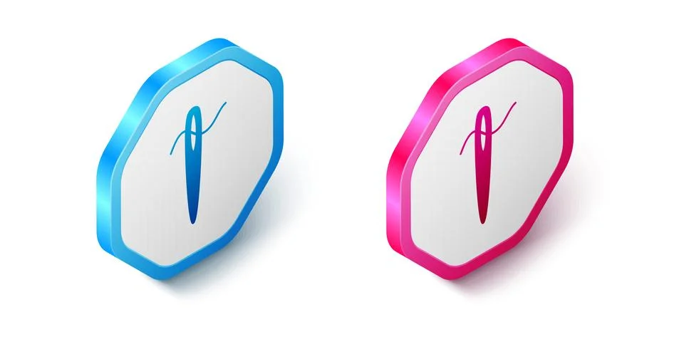 Isometric Needle for sewing with thread icon isolated on white background Stock Illustration