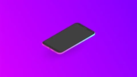 Isometric neon smartphone with gradient back Ilustração Stock