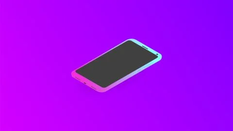 Isometric neon smartphone with gradient color Stock-Illustration