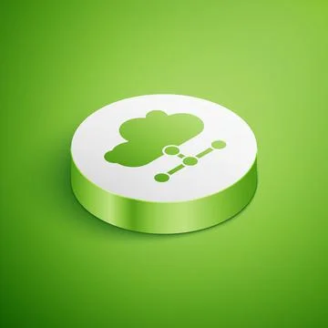 Isometric Network cloud connection icon isolated on green background. Social Illustrazione stock