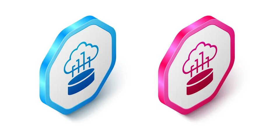 Isometric Network cloud connection icon isolated on white background. Social 스톡 일러스트