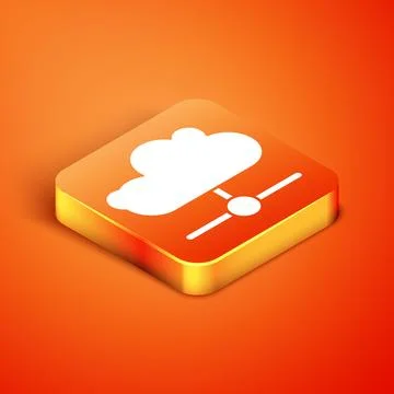 Isometric Network cloud connection icon isolated on orange background. Soci.. 스톡 일러스트
