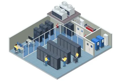 Isometric Network computing technologies Digital space. Data storage. Data イラスト素材