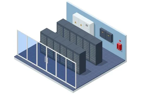 Isometric Network computing technologies Digital space. Data storage. Data Stock Illustration