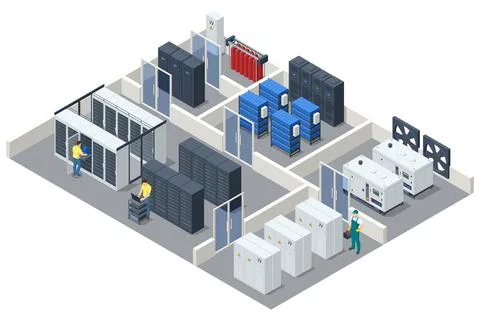 Isometric Network computing technologies. Digital space. Data storage. The data Stock Illustration