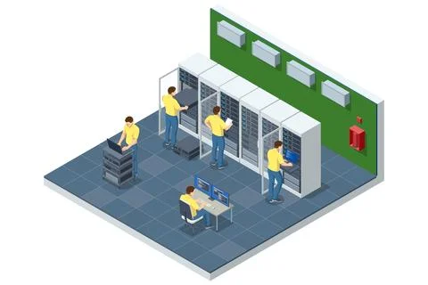 Isometric Network computing technologies. Digital space. Data storage. The data Stock Illustration