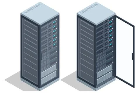 Isometric Network computing technologies. Digital space. Data storage. The data Stock Illustration