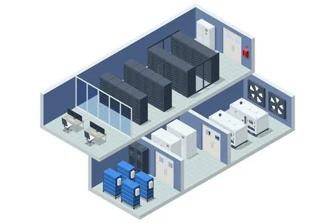 Isometric Network computing technologies. Digital space. Data storage. The data Stock Illustration