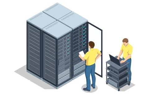 Isometric Network computing technologies. Digital space. Data storage. The data Stock Illustration