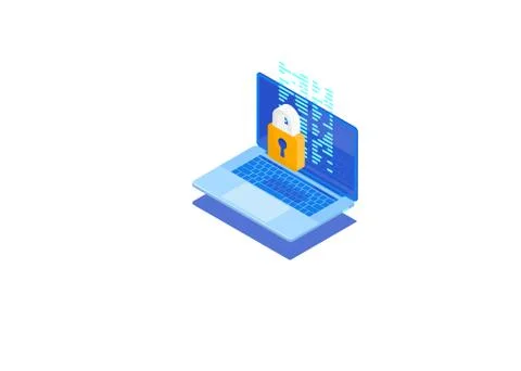 Isometric network security protection and the security of your data concept Illustrazione stock