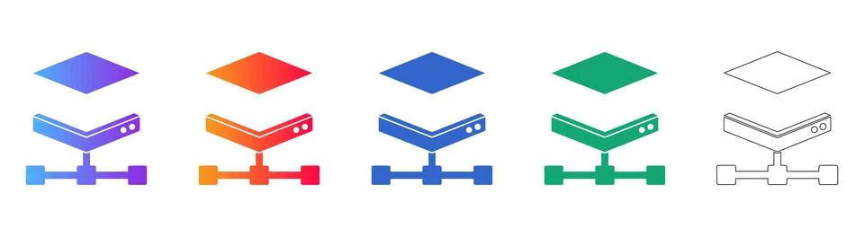 Isometric Network Server Node Icons Set イラスト素材