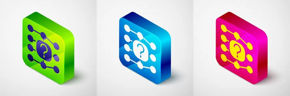 Isometric Neural network icon isolated on grey background. Artificial Stock Illustration