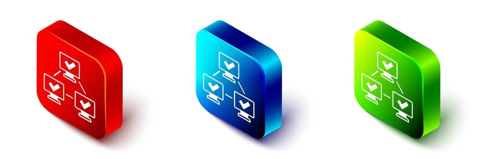Isometric NFT blockchain technology icon isolated on white background. Non .. Stock Illustration