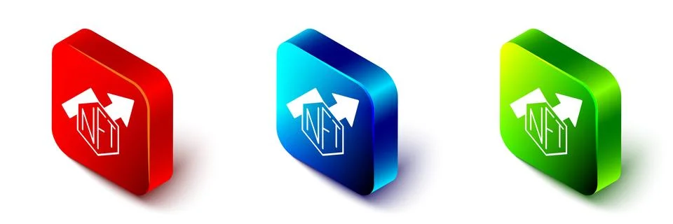 Isometric NFT growth bar chart icon isolated on white background. Non fungible Stock Illustration