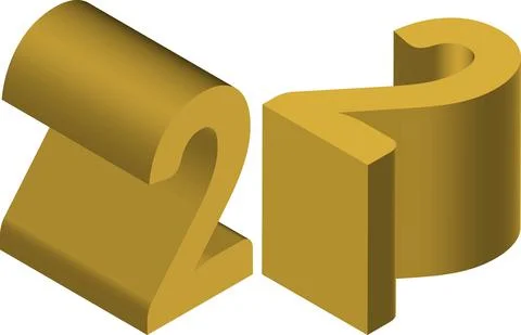 Isometric number 2. Template for creating logos, emblems, monograms Stock Illustration