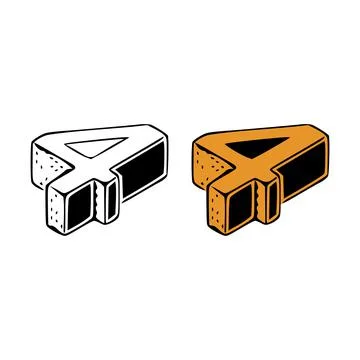 Isometric number 4 doodle vector illustration on white background. Number cli Stock Illustration