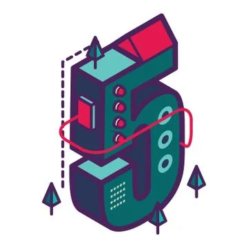 Isometric number 5 Illustrazione stock