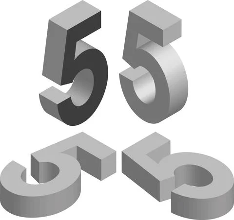 Isometric number 5. Template for creating logos, emblems, monograms イラスト素材