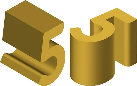 Isometric number 5. Template for creating logos, emblems, monograms Stock Illustration