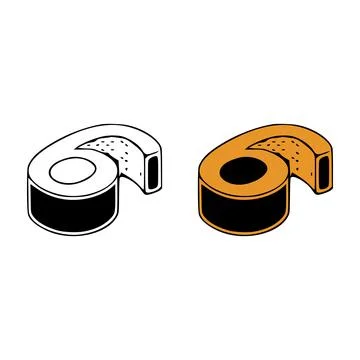 Isometric number 6 doodle vector illustration on white background. Number cli Stock Illustration