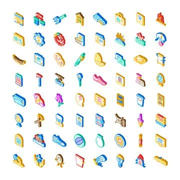 Isometric object icons collection design elements Stockillustratie