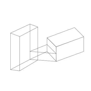Isometric objects in axonometric view Stock Illustration