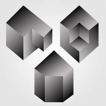      Isometric objects in axonometric view Stock Illustration